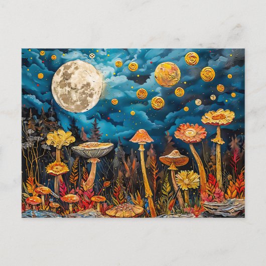 Abstrakte Aquarelldarstellung Vollmond Postkarte (Vorderseite)