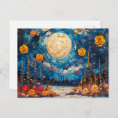 Abstrakte Aquarelldarstellung Vollmond Postkarte (Vorne/Hinten)