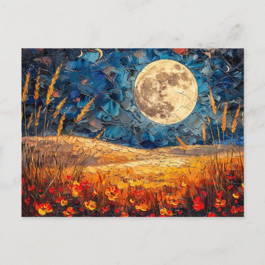 Abstrakte Aquarelldarstellung Vollmond Postkarte (Vorderseite)