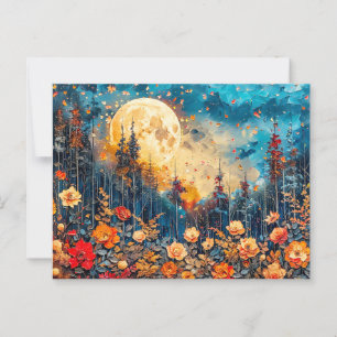 Abstrakte Aquarelldarstellung Vollmond Postkarte
