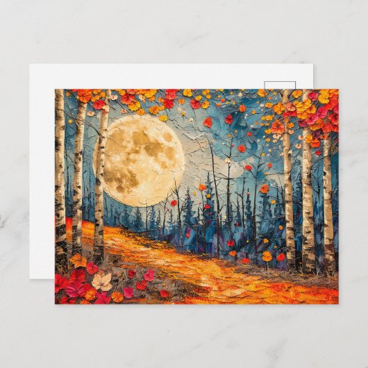 Abstrakte Aquarelldarstellung Vollmond Postkarte (Vorne/Hinten)