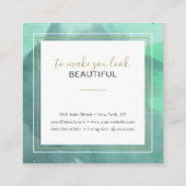 Abstrakte Aquarelle und Goldschmiedekunst Quadratische Visitenkarte (Rückseite)