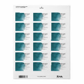 Abstrakte Aquarellfarbe aquamariner Pinselstrich Adressaufkleber (Vorne)