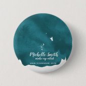 Abstrakte Aquarellfarbe aquamariner Pinselstrich Button (Vorderseite)