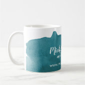Abstrakte Aquarellfarbe aquamariner Pinselstrich Kaffeetasse (Links)