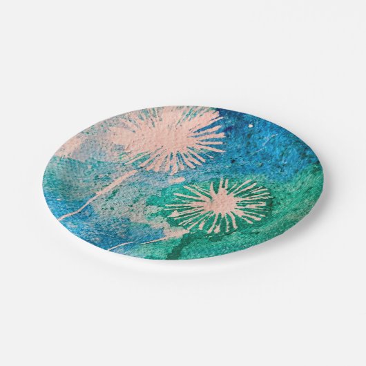 Abstrakte Aquarellfarbe des Kronleuchters Pappteller (Schrägansicht)