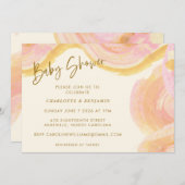 Abstrakte Aquarellfarbe Farbe Weich Rosa Kinderdus Einladung (Vorne/Hinten)