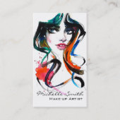 Abstrakte Aquarellfarbe farbige Frauenschminke Bus Visitenkarte (Vorderseite)