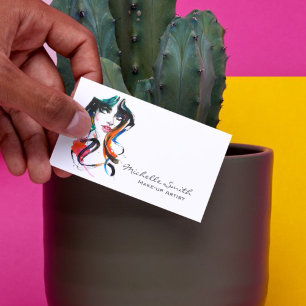 Abstrakte Aquarellfarbe farbige Frauenschminke Bus Visitenkarte