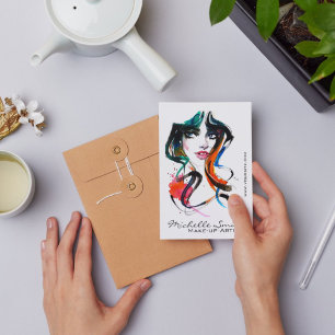 Abstrakte Aquarellfarbe farbige Frauenschminke Pos Postkarte