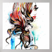 Abstrakte Aquarellfarbe farbige Frauenschminke Poster (Vorne)