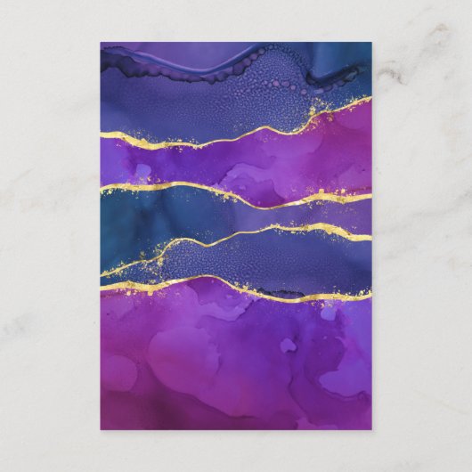 Abstrakte Aquarellfarbe Fuchsia Pink Lila Gold E Begleitkarte (Rückseite)