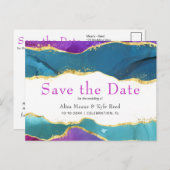 Abstrakte Aquarellfarbe Fuchsia Rosa Aquamarines G Ankündigungspostkarte (Vorne/Hinten)