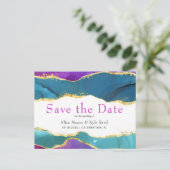 Abstrakte Aquarellfarbe Fuchsia Rosa Aquamarines G Ankündigungspostkarte (Stehend Vorderseite)