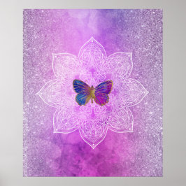 *~* Abstrakte Aquarellfarbe Glitzer Mandala Butter Poster