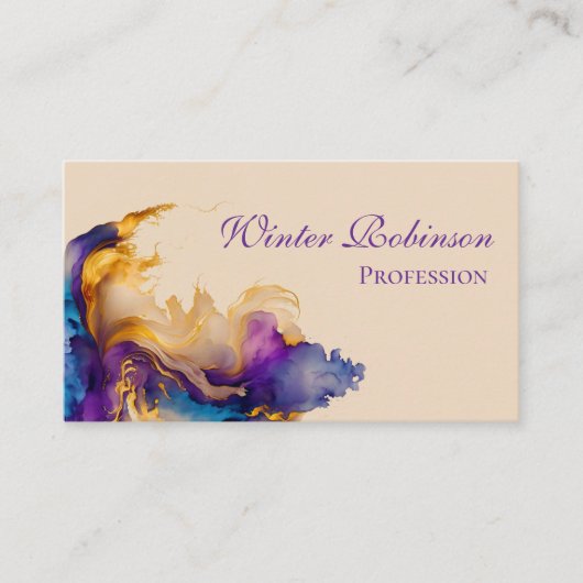Abstrakte Aquarellfarbe, goldfarben Visitenkarte (Vorderseite)