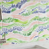 Abstrakte Aquarellfarbe Grün rosa Blau dekorativ Fliese