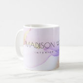 Abstrakte Aquarellfarbe Lilac Gold Paint Individue Kaffeetasse (Vorderseite Links)