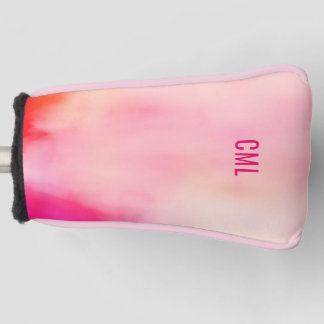 Abstrakte Aquarellfarbe Rosa Korallenorange Monogr Golf Headcover