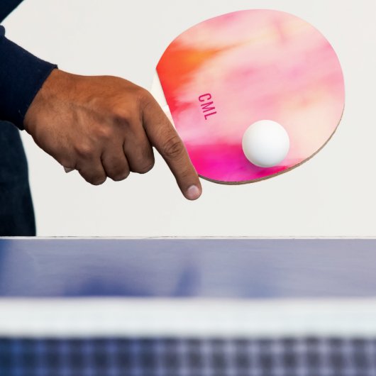 Abstrakte Aquarellfarbe Rosa Korallenorange Monogr Tischtennis Schläger (InSitu)