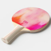 Abstrakte Aquarellfarbe Rosa Korallenorange Monogr Tischtennis Schläger (Vorderseite)