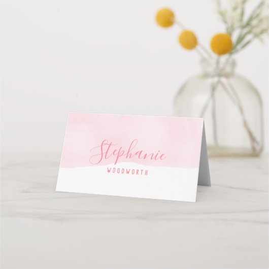 Abstrakte Aquarellfarbe Rosa Platzkarte (Vorderseite)