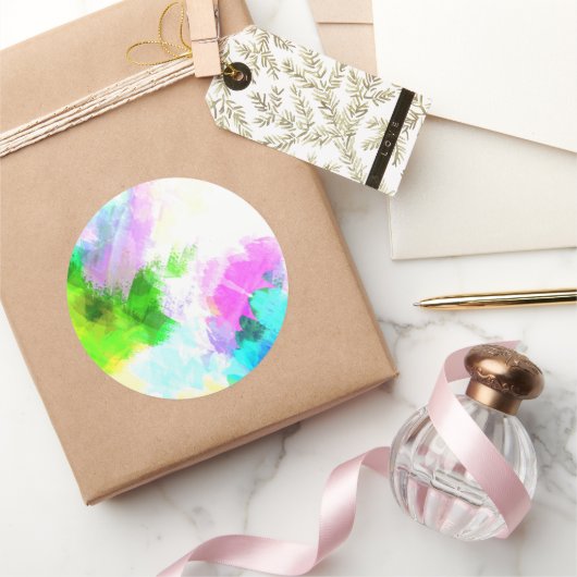 Abstrakte Aquarellfarbe Runder Aufkleber (Schenken)