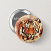 Abstrakte Aquarellfarbe Tiger Animal Rights Button (Vorne & Hinten)