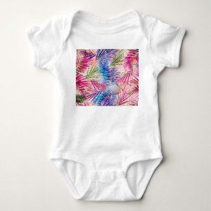 Abstrakte Aquarellfarben Blätter Allover Muster Baby Strampler