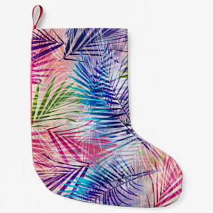 Abstrakte Aquarellfarben Blätter Allover Muster Kleiner Weihnachtsstrumpf