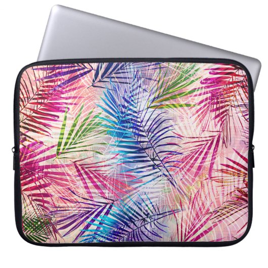Abstrakte Aquarellfarben Blätter Allover Muster Laptopschutzhülle (Vorderseite)