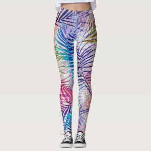Abstrakte Aquarellfarben Blätter Allover Muster Leggings
