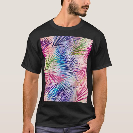 Abstrakte Aquarellfarben Blätter Allover Muster T-Shirt (Vorderseite)