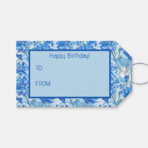 Abstrakte Aquarellfarben Blau und Weiß-Blume Geschenkanhänger