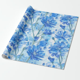 Abstrakte Aquarellfarben Blau und Weiß-Blume Geschenkpapier