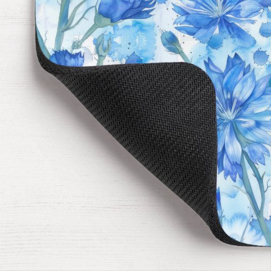 Abstrakte Aquarellfarben Blau und Weiß-Blume Mousepad (Ecke)