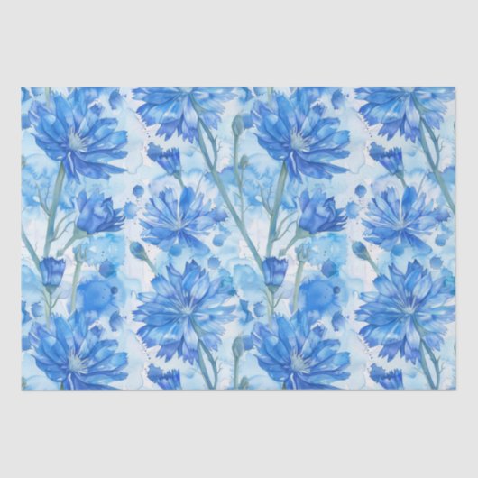 Abstrakte Aquarellfarben Blau und Weiß-Blume Seidenpapier (Vorderseite)