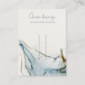 Abstrakte Aquarellfarben Blue Gold Hair Clip Holde Visitenkarte (Vorderseite)