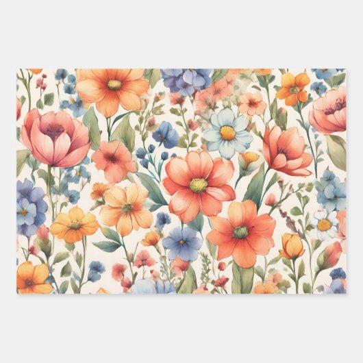 Abstrakte Aquarellfarben-Blume für jeden Fall Geschenkpapier Set (Vorderseite)