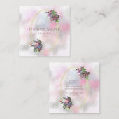 Abstrakte Aquarellfarben Blume Gold Frame Chic Mod Quadratische Visitenkarte (Vorne/Hinten)