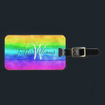 Abstrakte Aquarellfarben gestrichene Streifen Rege Gepäckanhänger<br><div class="desc">Abstrakte Aquarellfarben gestrichene Streifen Regenbogen.                                     




Regenbogen Aquarell bunt,  Typografie mädchenhaft angesagte,  lila rosa Glitzer Kunst,  monogramm moderne Name stilvoll,  kühn fröhlich fröhlich künstlerisch,  Ausdruck Sommerfriedgrün,  abstrakt gezeichnet blaue Liebe,  Freiheit Farbspektrum Farbe,  schwulenfarbene Pinsel kreativ,  Aquarellenbogen farbig , </div>