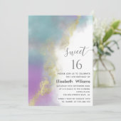 Abstrakte Aquarellfarben-Goldschrift Einladung (Stehend Vorderseite)