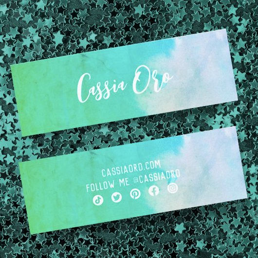 Abstrakte Aquarellfarben Green Custom Social Media Mini Visitenkarte