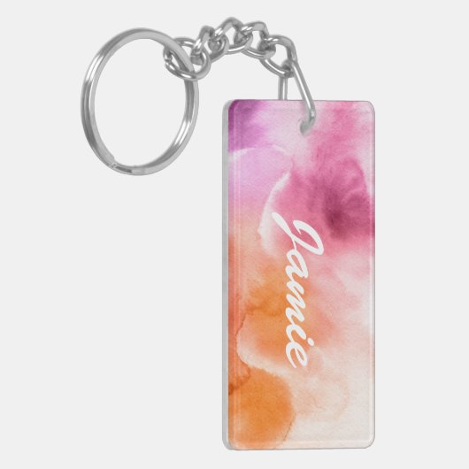 Abstrakte Aquarellfarben, handgemalt 3 Schlüsselanhänger (Vorderseite links)