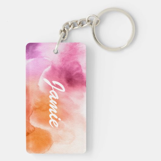 Abstrakte Aquarellfarben, handgemalt 3 Schlüsselanhänger (Rückseite)
