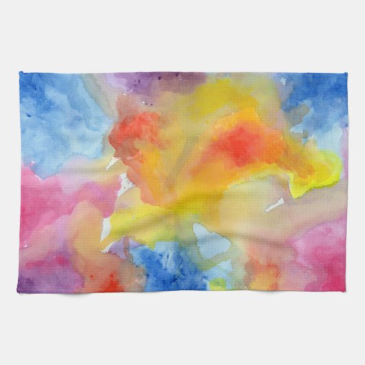 Abstrakte Aquarellfarben - leuchtende Farben Geschirrtuch (Horizontal)