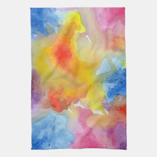 Abstrakte Aquarellfarben - leuchtende Farben Geschirrtuch (Vertikal)