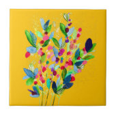 Abstrakte Aquarellfarben mit Blumen Fliese (Vorderseite)