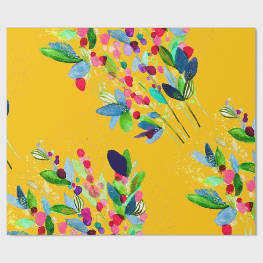 Abstrakte Aquarellfarben mit Blumen Geschenkpapier (Flach)
