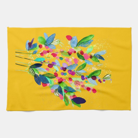 Abstrakte Aquarellfarben mit Blumen Geschirrtuch (Horizontal)